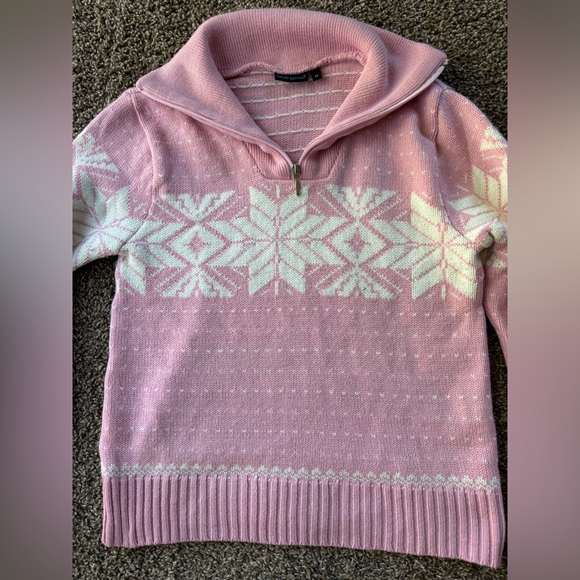 Vintage Blue Seven Pink Fairisle Quarter Zip Pullover Sweater - Picture 3 of 6